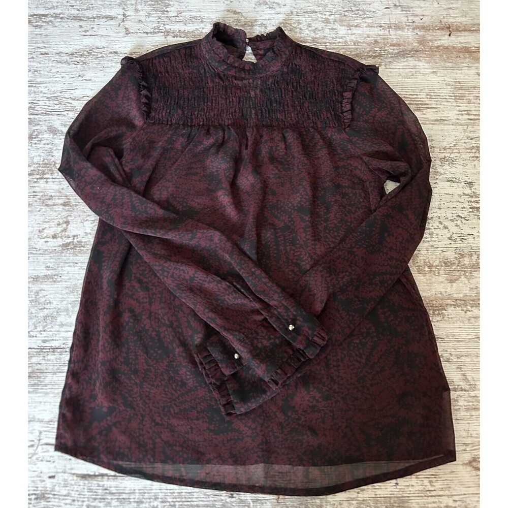 Who What Wear for Target Blouse Womens Size S Long Sleeves Top Shirt Burgundy